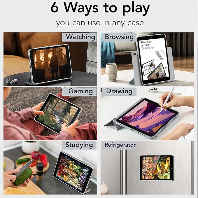 Case for iPad 10.2 inch Magnetic Case for iPad 9th/8th/7th Generation 2021/2020/2019 Detachable Protective Stand Cover with Pencil Holder Auto Sleep/Wake (Gray)
