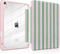 DONGKE Case for iPad Air 11-inch M4 2026 &amp M3 2025 &amp M2 2024 iPad Air 5th/4th Generation 10.9 2022/2020 [Built-in Pencil Holder] Clear Acrylic Back Trifold Stand Smart Cover Green Stripes