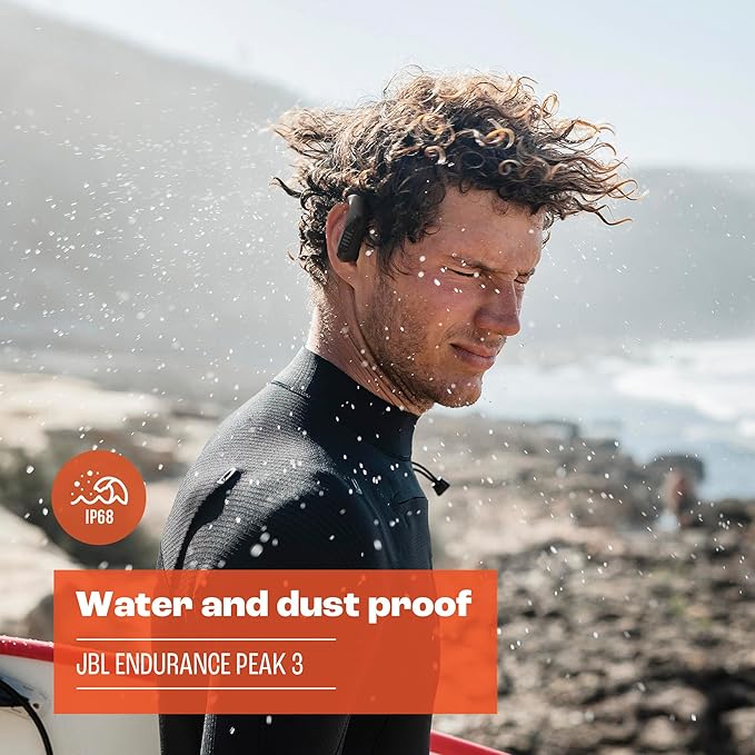 JBL Endurance Peak 3 - Dust and Water Proof (IP68) True Wireless Active Earbuds JBL Pure Bass Sound Up to 50 Total Hours of Playback with Speed Charge Ambient Aware &amp Talk Thru (Blue)