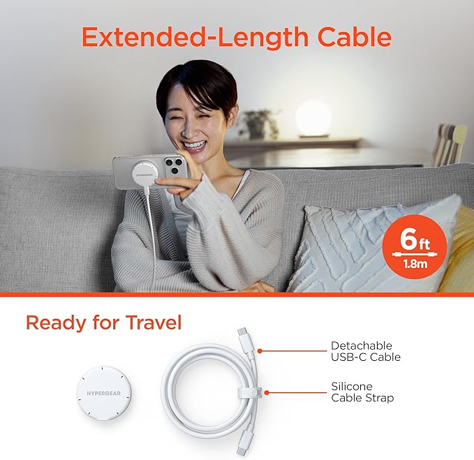 15W Magnetic Wireless Fast Charger with Qi2 - Portable 15W Snap-On Fast Charge MagSafe Wireless Charging Pad for iPhone Samsung Galaxy AirPods &amp More