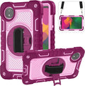 Tablet Case for Xiaomi Redmi Pad SE 8.7/Redmi Pad SE 4G in India Tablet Shockproof Cover with 360° Rotating Stand and Wrist Strap Shoulder StrapRed Rose+Pink