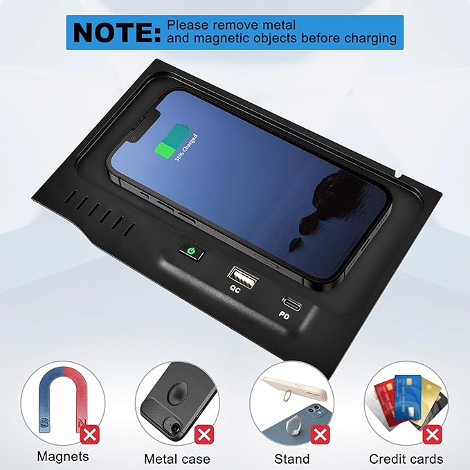 Wireless Charger for 2019 2020 2021-2024 Nissan Altima L34 Style Accessories USB-A USB-C Phone Wireless Fast Charging Panel for S/SR/SV/SR VC-Turbo/SL/Platinum/latinum VC-Turbo/Edition One