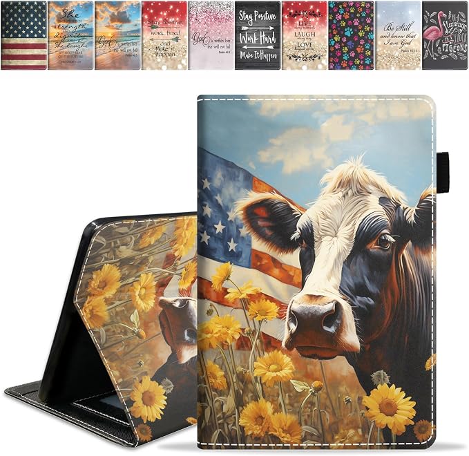 American Flag Cow and Sunflower