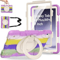 Case for Samsung Galaxy Tab A9+/A9 Plus Case 11 Inch with Screen Protector/360° Rotating Stand/Pen Holder/Shoulder Strap Shockproof Cover for Tablet A9+ 5g (Colorful Purple)