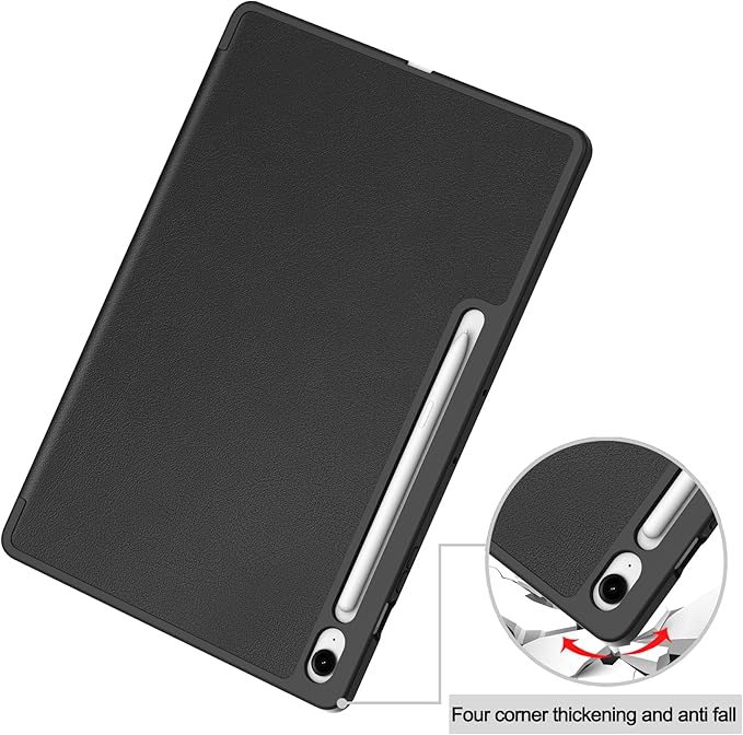 Case for Samsumg Galaxy Tab S10 FE+/S10 FE Plus 13.1 Inch 2025 (Model: SM-X620/SM-X626B) Trifold Stand Cover with S Pen Holder [Auto Wake/Sleep] PU Leather + Soft TPU Bumper Shell Black