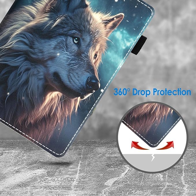 Case for All-New Amazon Fire HD 10 &amp 10 Plus Tablet 10.1 (13th/11th Generation 2023/2021 Release) Slim Stand Folio Cover with Card Slot &amp Auto Wake/Sleep - Wolf