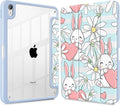 May Chen Case for iPad Air 13 Inch M4 2026 M3 2025 M2 2024 [Built-in Pencil Holder] Shockproof Cover with Clear Transparent Back Shell Auto Sleep/Wake Cover Heart Rabbits