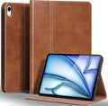 Gexmil Leather Case for iPad Air 11 Inch M4/M3/M2 (2026/2025/2024)iPad Air 10.9 Inch 5th/4th Generation 2022/2020 Top Grain Leather Cover Auto Sleep/Wake Adjustable StandVegetable Tanned Brown