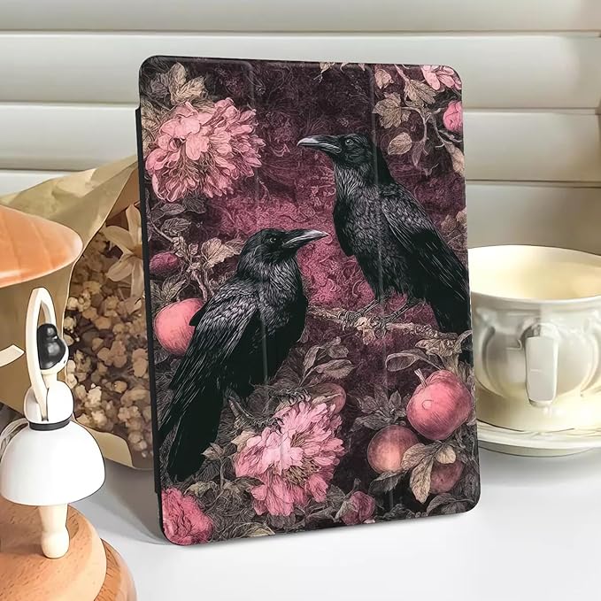 Sun Moon Star Case for Ipad Air 13 Inch M2 2024 Boho Retro Floral Cover Mystic Celestial Shell Auto Sleep/Wake Anti-Slip Shockproof Cover with Clear Back &amp Pencil Holder(Girls Women)