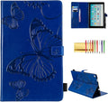 Wallet Case for Fire HD 10 (9th/7th/5th Generation 2019/2017/2015) Techcircle Butterflies Embossed Stand Folding Cover with Card/Cash Holder for Amazon Fire HD 10.1 Tablet Auto Sleep/Wake Navy