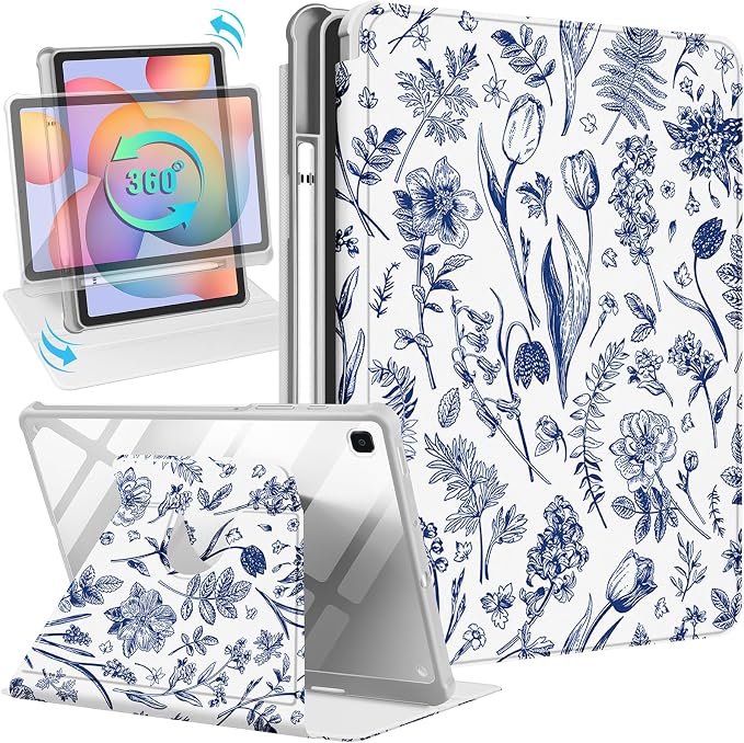 4-for Tab S6 Lite-Blue Flower