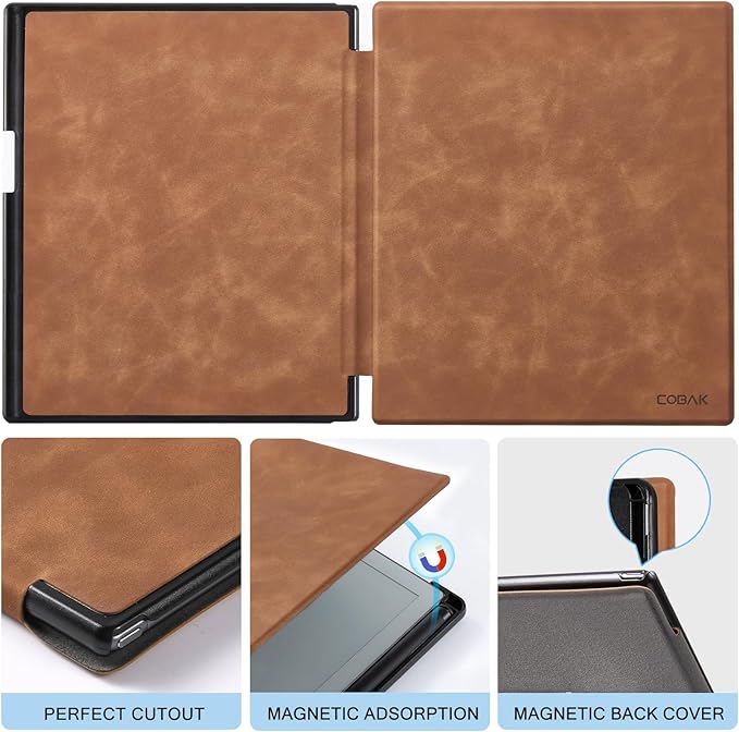 CoBak Stand Case for Remarkable 2 Paper Tablet with Two Viewing Angles- Lightweight and Hard Back Shell Protective Book Folio Cover with Built-in Pen Holder - for 10.3 2020 Released (Brown)