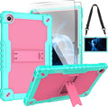 Hybrid Case for Onn 10.4 Tablet Pro 2023 Model: 100110603 with Tempered Glass &amp Shoulder Strap (Green+Pink/2 Pcs)