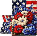 ffor iPad Pro 12.9 Case 6th/5th/4th Generation 2022/2021/2020-Slim PU Leather Stand Smart Cover with Auto Wake/SleepRed White and Blue Flower Flags