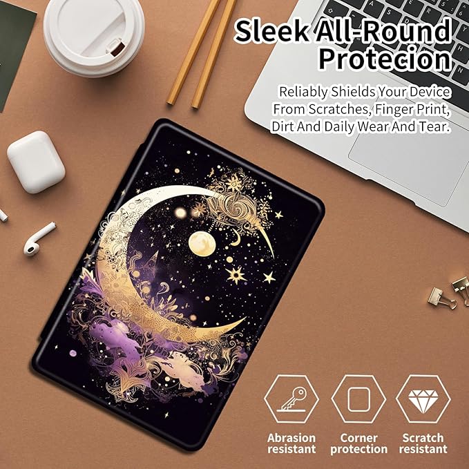 Case for Samsung Galaxy Tab S8 Plus 2022/S7 FE 2021/S7 Plus 2020 12.4 Inch Tars and Moon Theme 360 Degree Rotating Stand Smart Protective Cover for Samsung S7 FE Tablet