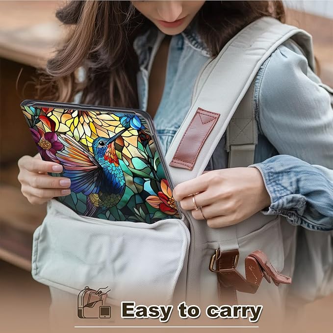 Case for Amazon Fire HD 10 and 10 Plus Tablet (13th/11th Gen 2023/2021 Release) Multi-Angle Viewing Leather Smart Stand Back Cover with Auto Sleep Wake Gorgeous Hummingbird