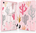 Mektron Case for Samsung Galaxy Tab S6 Lite 10.4 Inch 2024/2022/2020 with S Pen Holder Multi-Angle Viewing with Shockproof Cover Clear Shell + Trifold Stand + Auto Wake/Sleep Colorful Cacti