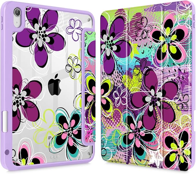 Case for iPad Air 11'' (M4 2026/M3 2025/M2 2024)/ iPad Air 10.9'' Air 5th /4th Gen Shockproof Cover with Clear Back Shell &amp Penceil Holder Auto Wake/Sleep Stand Cover Abstract Floral SD163