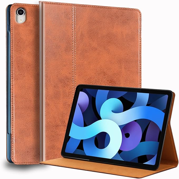 for Ipad Case Air 8th/7th/6th Gen 11-inch M4/M3/M2 2026/2025/2024 and Ipad Air 5th/4th Gen 10.9-inch 2022/2020 Genuine Leather Cover Protective ShellAuto Wake/Sleep.Brown