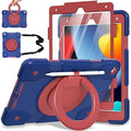 Case for iPad 9th/8th/7th Generation 10.2 inch Shockproof Cover with Screen Protector/360° Rotate Stand/Pencil Holder/Shoulder Strap Kids Case for iPad 2021/2020/2019 (Navy+Red)