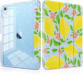 MEEgoodo Case for iPad A16 11th Generation 2025/10th Generation 2022 Glitter Tablet Cases with Transparent Acrylic Back+Trifold Stand +Pencil Holder+Auto Wake/SleepLemon Fruit Pattern
