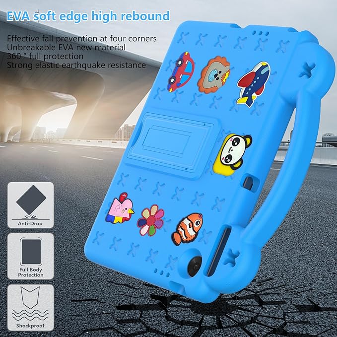 Compatible with Lenovo tab TB-311/WIFI 10.1 (2025) Tablet Case Kids Friendly Universal Lightweight Shockproof Protective Case with Shoulder Strap &amp Stand Handle Sky Blue