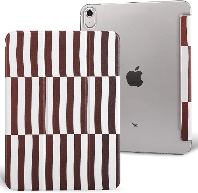 case for ipad 11th Generation11 Inch 2025 (A16 Chip) &amp 10th Gen 10.9 Inch 2022 - Slim Scratch-Resistant Hard PC Translucent Back Shell Smart Cover Wake/Sleep FunctionBrown Irregular Stripes