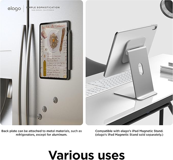 elago Case for iPad A16 10th Generation - Magnetic Attachment to Metal Materials Compatible with elago's Apple Pencil case (Light Grey)