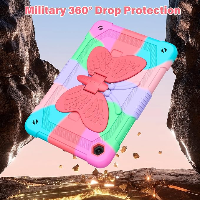 Cover for Samsung Galaxy Tab A11+ Plus/A9+ Plus Case with Screen Protector Galaxy Tab A11+/A9+ 11 inch 2025/2023 Released with Butterfly Stand Shoulder Strap Shockproof case for Kids Girl