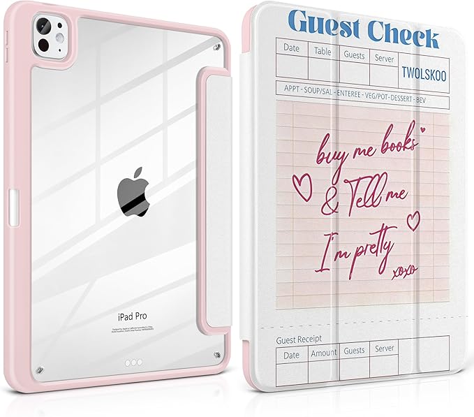 TWOLSKOO Case for iPad Pro 11-inch (M5 2025 / M4 2024) Clear Acrylic Back with TPU Bumper Pencil Holder Trifold Stand Auto Sleep/Wake Guest Check