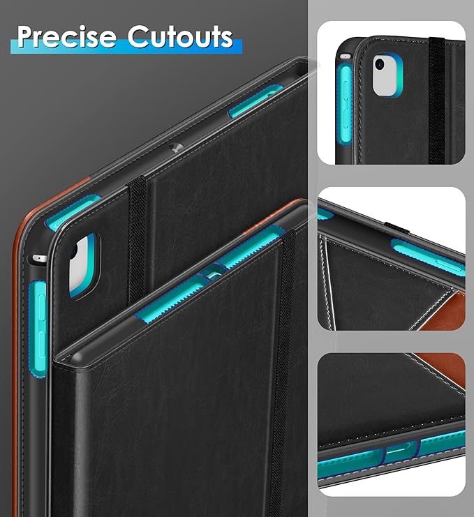 DTTO Rotating Case for iPad 6th / 5th Generation 9.7 Inch 2018/2017 iPad Air 2 / Air 1 Case 360 Degree Swiveling Premium Leather Folio Stand Cover with Pencil Holder - Auto Wake/Sleep Black Brown