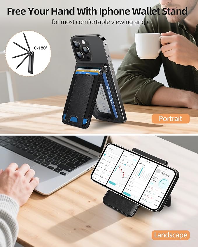 ExtreLife for MagSafe Wallet with Money Clip Stronger Magnetic Wallet for iPhone 17/16/15/14/13/12 Series RFID Blocking for iPhone Wallet with Stand ID Window &amp 8 Card Holder