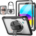 Clear Case for iPad (A16) 11th/10th Generation 11''/10.9'' 2025/2022: Shockproof Protective Case with Hand/Shoulder Strap Pencil Holder Rotate Stand Screen Protector