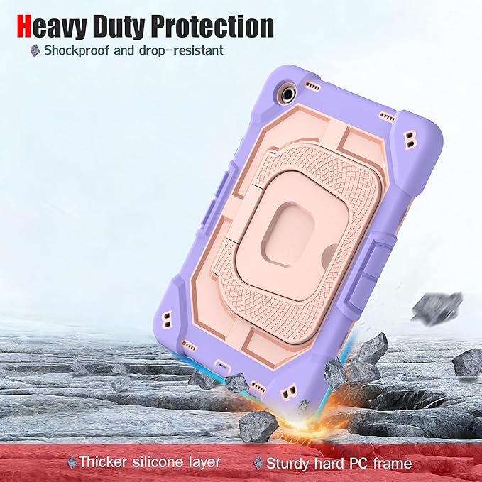Case for Samsung Galaxy Tab A11+ 11 Inch 2025 (X230/X236B) Heavy Duty Shockproof Rugged Stand Hand Strap Protective Tablet Case for Tab A11 Plus Purple+Pink