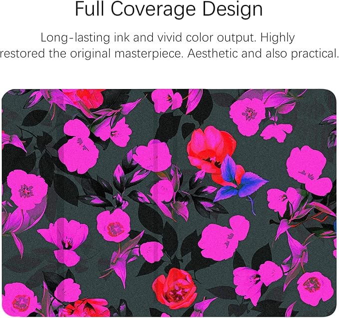 Berkin Arts Compatible with iPad Pro 4th/3rd/2nd Generation Case (11 Inch) 2022 2021 2020 Folio Case Premium Leather Cover Art Neon Floral Pattern Dark Floral Pattern