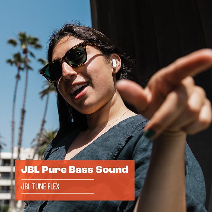 JBL Tune Flex - True Wireless Noise Cancelling Earbuds (White) Small