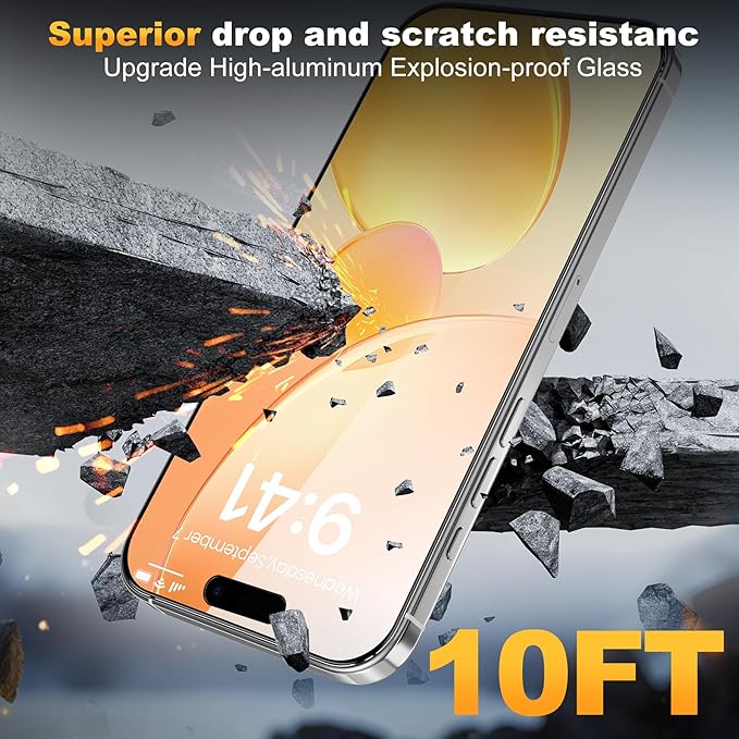 Fotbor [3 Pack] Privacy Screen Protector compatible with iPhone 16 Pro Max 4-Way 360° Anti-Spy Tempered Glass with Auto-Alignment Fast Install Tray Ion-Exchange Strengthened 9H Hardness