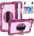 Tablet Case for Huawei MatePad Air 11.5/Huawei MatePad 11.5 S/Huawei MatePad 11.5 Tablet Shockproof Cover with 360° Rotating Stand and Wrist Strap Shoulder Strap Red Rose+Pink
