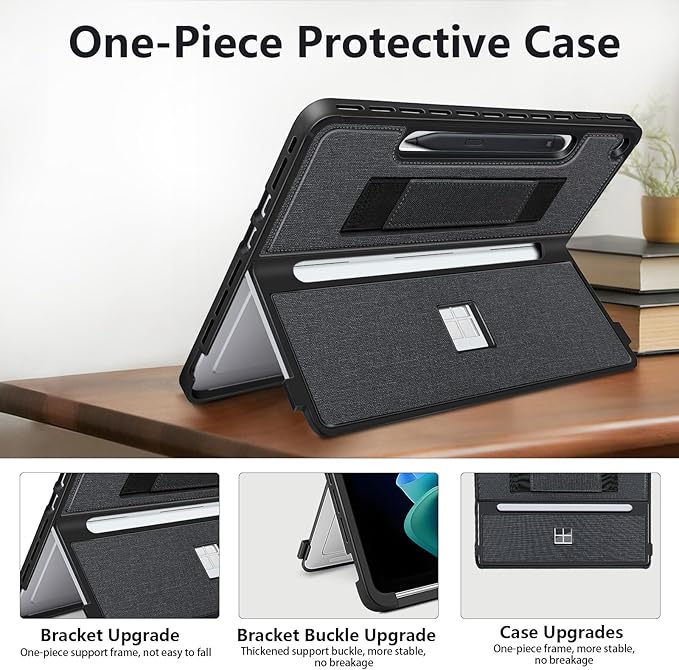 Protective Case for Microsoft Surface Pro 12 inch 2025 | Fall-Resistant Cover with Hand Strap | Compatible with Built-in Kickstand &amp Magnetic Slim Pen Storage &amp Type Cover Keyboard | Black