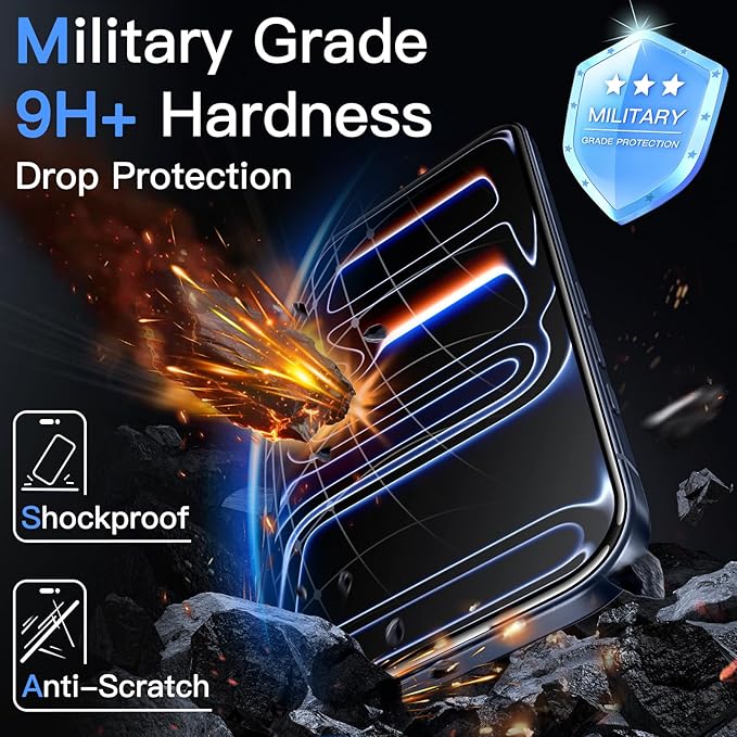 JETech Infinity AR Screen Protector for iPhone 17 Pro AR Anti-Reflective Coating 9H+ 3D Full Coverage Tempered Glass Military-Grade Shatterproof Smudge-Resistant Easy Install 1-Pack