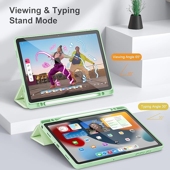 Tuiklol for Samsung Galaxy Tab A9+ Tablet 11” / A9+ Plus 2024 2023Buit-in S-Pen Holder with Clear Protective Cover Transparent Back Shell Auto Wake/Sleep Samsung Tab A9 Plus CoverBow-Green
