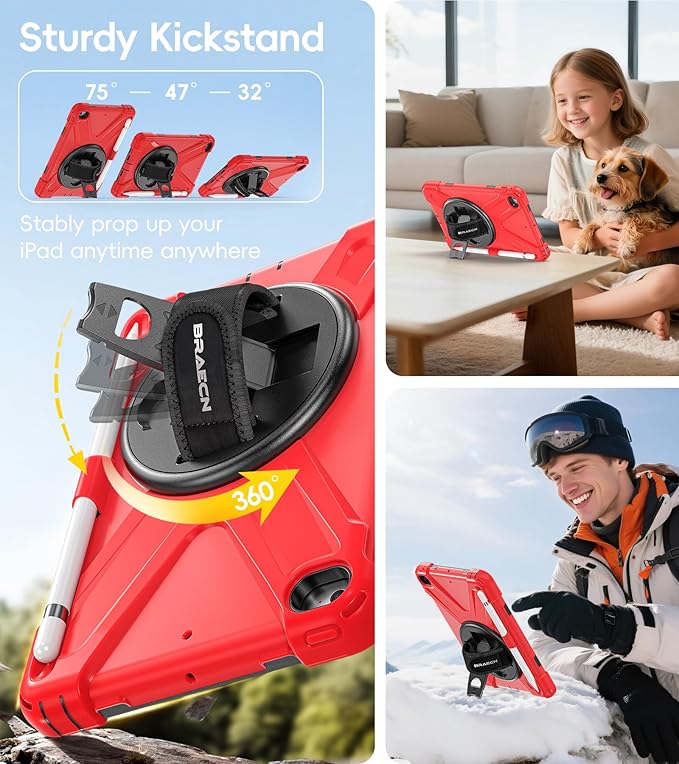 BRAECN iPad mini 5 CaseiPad mini 4 Case Heavy Duty Shockproof Protective Rugged Case with Pencil HolderHand StrapKickstand Shoulder Strap for iPad mini 5th/4th Generation 7.9 Inch for Kids