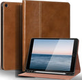 Gexmil Leather Case for iPad 10.2 Inch 9th/8th/7th Gen 2021/2020/2019Premium Cowhide Folio Cover with Pencil Holder Auto Wake/SleepAdjustable Stand Anti FingerprintYellow Brown