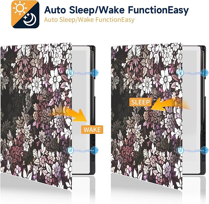 Case for Remarkable Paper Pro Tablet 11.8 (2024 Released) Lightweight and Hard Back Shell Protective Book Folio CoverHave Auto Sleep/WakePen Holder and Pen Tips Box (Pink White Flowers)