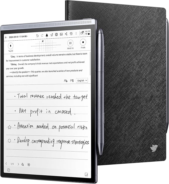 iflytek AINOTE Air 2 Bundle - Black Folio Case 8.2-inch AI Note-Taking Tablet Writing Paper Tablets Digital Notebook with Pen Voice-to-Text Transcription Multi-Languages Chatgpt Support