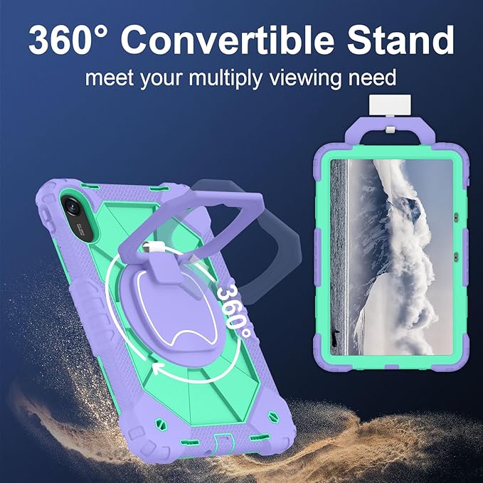 Shoulder Strap Tablet Case for Huawei MatePad 12 X 2024 Heavy Duty Shockproof Protective Cover with Kickstand Handle Shoulder Strap for Women Man Lotus Purple Mint Green