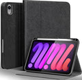Gexmil Leather Case for iPad mini 7 (A17 Pro) 2024 / iPad mini 6 Generation 2021 8.3 InchPremium Cowhide Cover with Pencil HolderAdjustable Stand Auto Wake/SleepPalm-Print Black