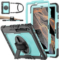 Case for Samsung Galaxy Tab S8 Plus 2022/S7 FE/S7 Plus 5G 12.4-inch Tablet Case Protective [with Screen Protector] Rotatable Kickstand S Pen Holder Hand/Shoulder Strap (SkyBlue)