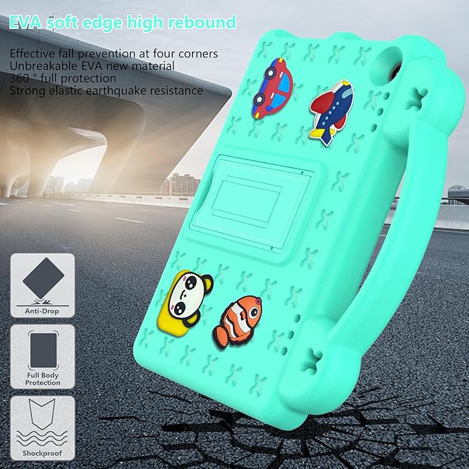 Compatible with Lenovo Tab M10(3rd Gen) 10.1(2022)/Huawei MatePad T 10s 10.1/MatePad T 10 9.7/MatePad SE 10.1(2022)/Honor Pad X8/Pad X8 Lite Tablet Case Strap for Girl Kid Gift - Mint Green