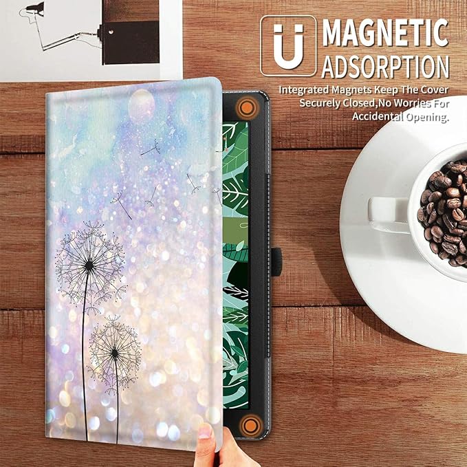 Case for All Amazon Kindle Fire 7 Tablet (9th/7th/5th Generation 2019/2017/2015 Version) Multi-Angle Anti Slide Folio Stand Smart Cover for Amazon Kindle Fire 7 inch- Dandelion Floral